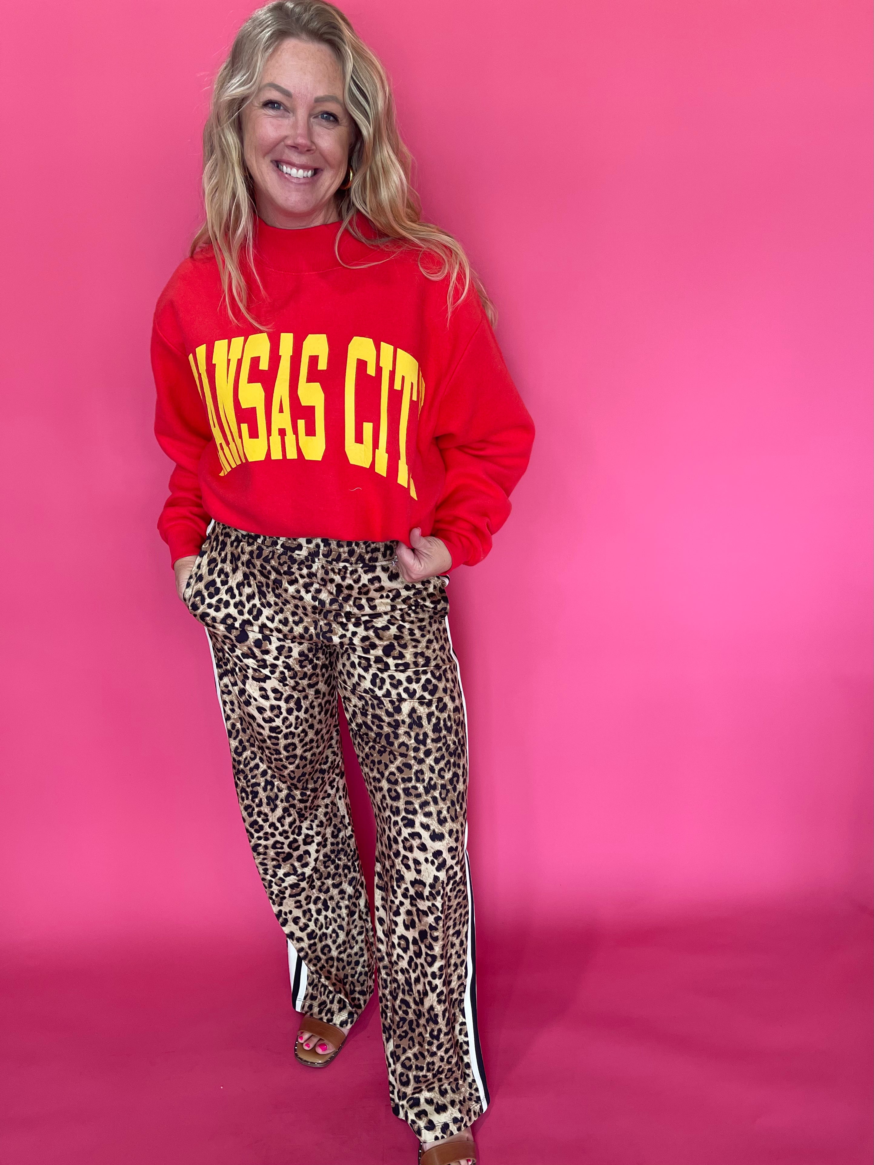 Untamed & Unbothered Animal Print Side-Stripe Straight Leg Pant