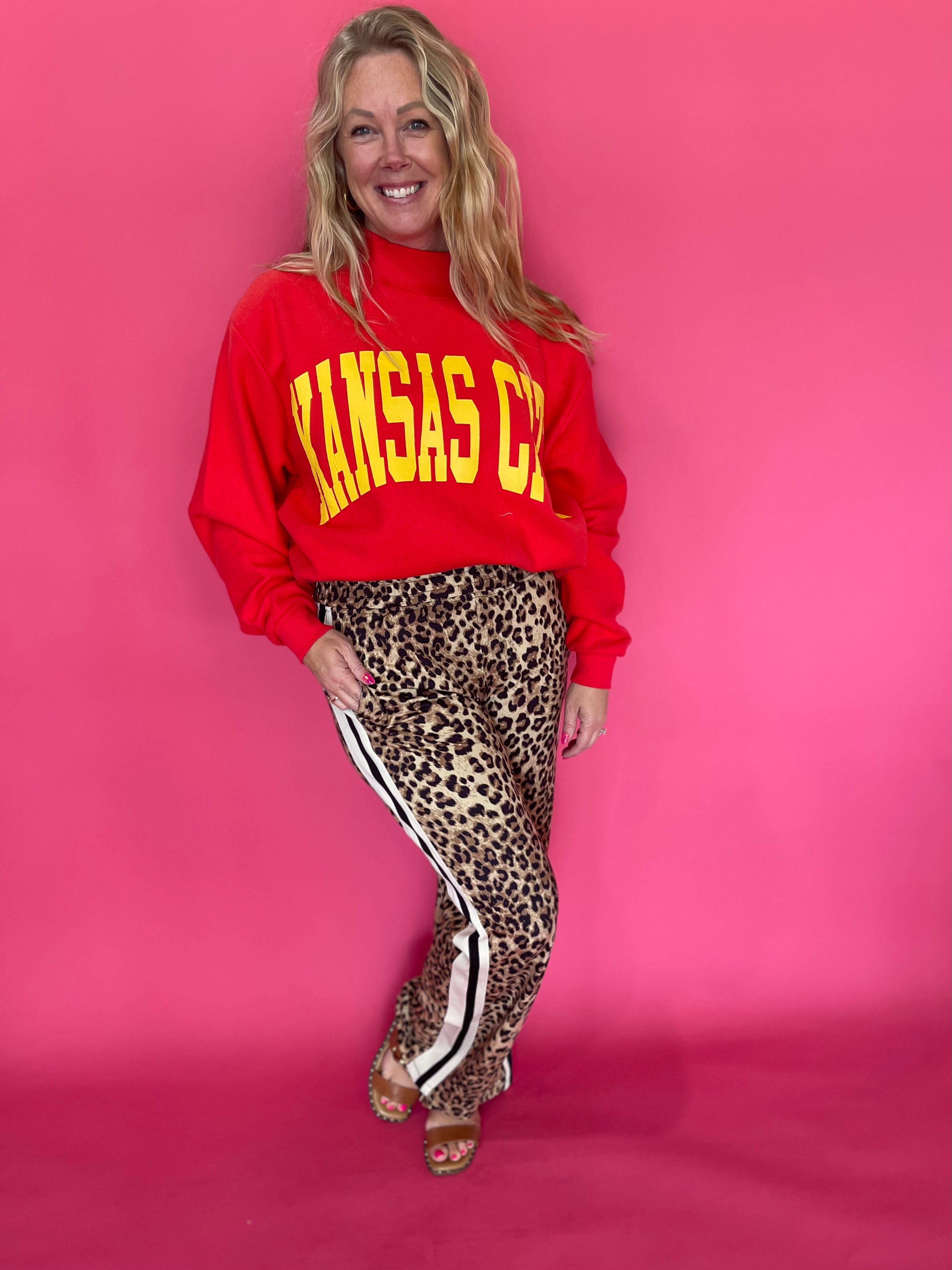 Untamed & Unbothered Animal Print Side-Stripe Straight Leg Pant