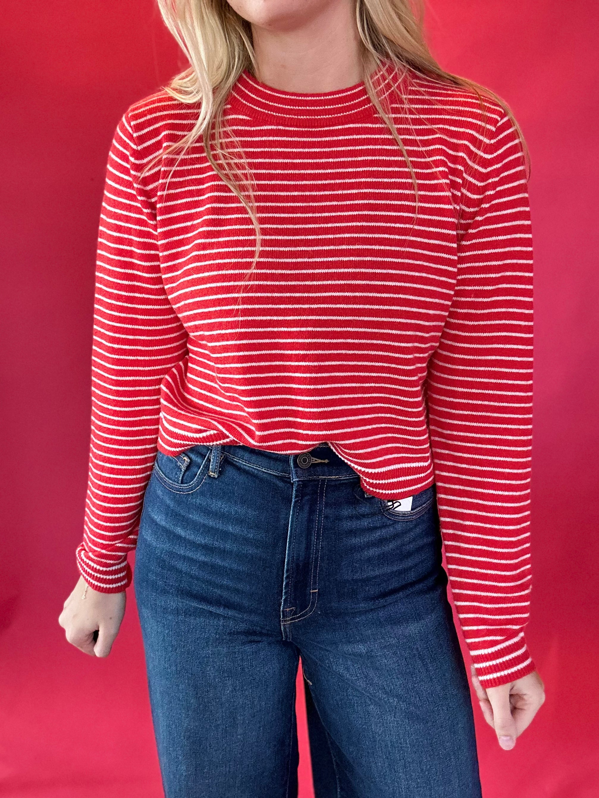 Varsity Charm Striped Sweater Top