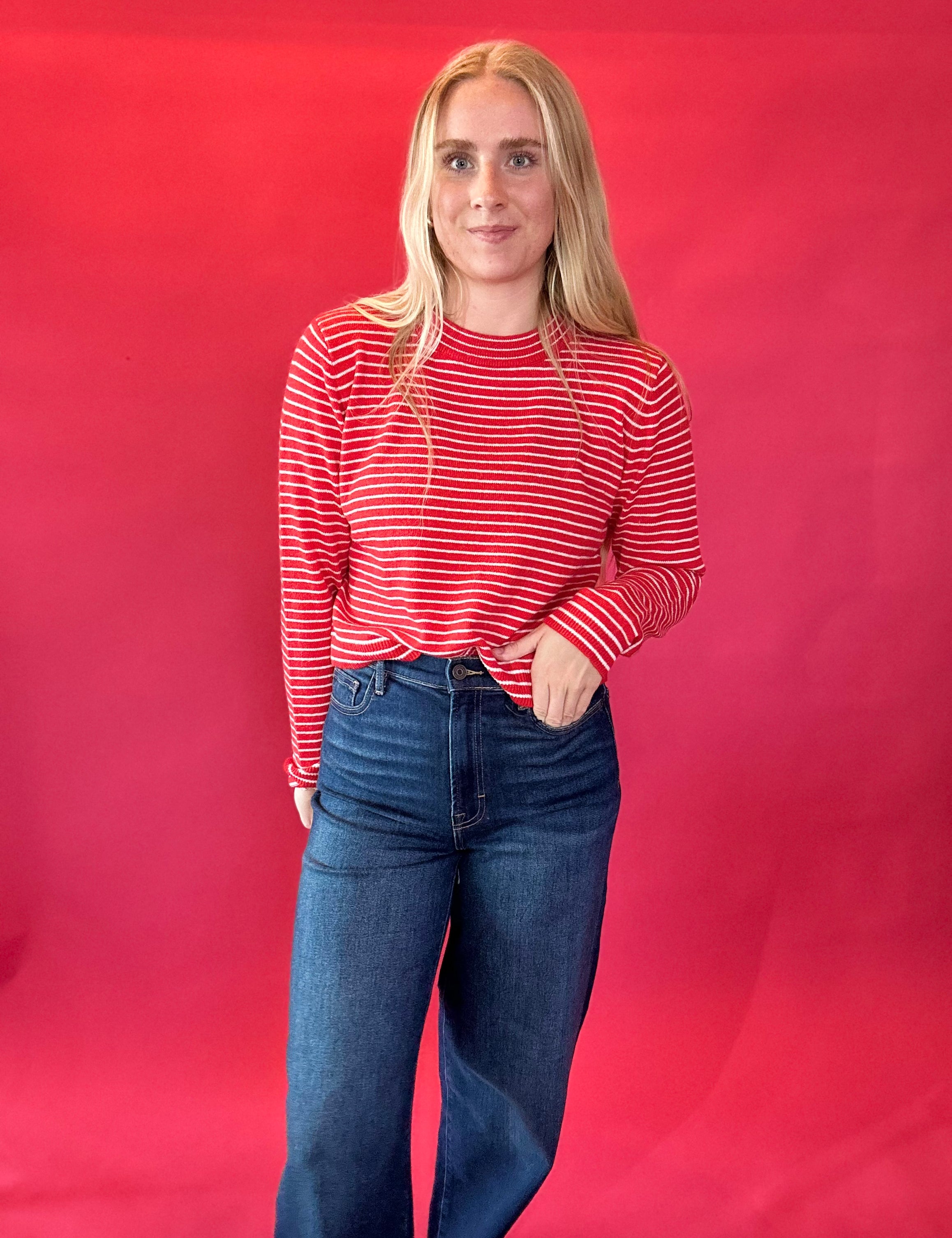 Varsity Charm Striped Sweater Top