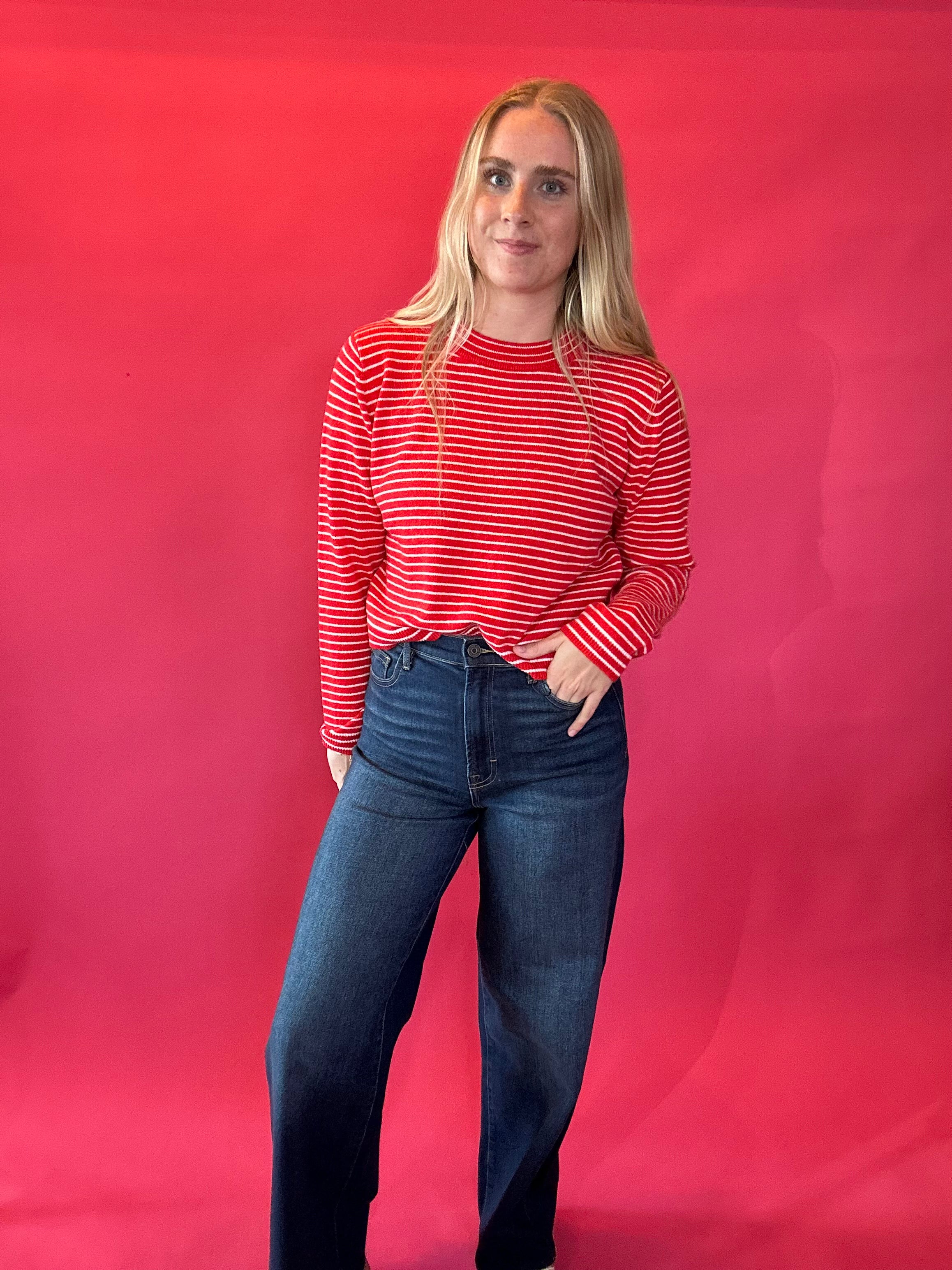 Varsity Charm Striped Sweater Top