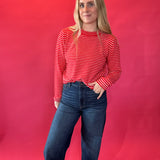 Varsity Charm Striped Sweater Top