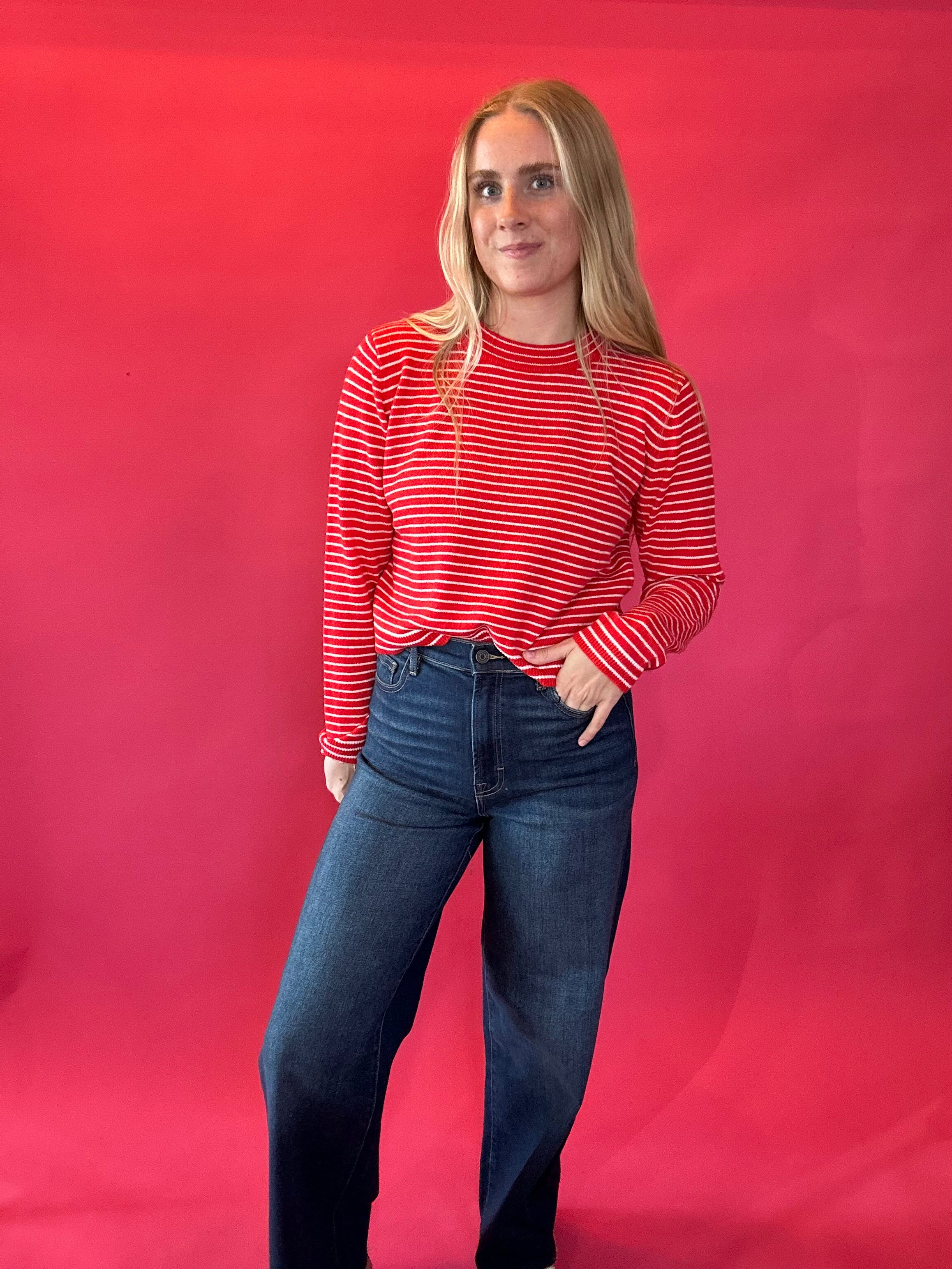 Varsity Charm Striped Sweater Top