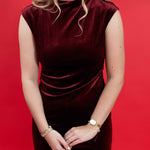 Velvet Hour Ruched Mini Dress in Red
