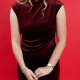 Velvet Hour Ruched Mini Dress in Red