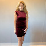 Velvet Hour Ruched Mini Dress in Red