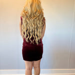 Velvet Hour Ruched Mini Dress in Red