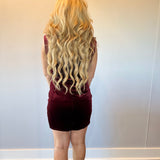 Velvet Hour Ruched Mini Dress in Red