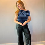 Velvet Nights Asymmetrical Ruched Top