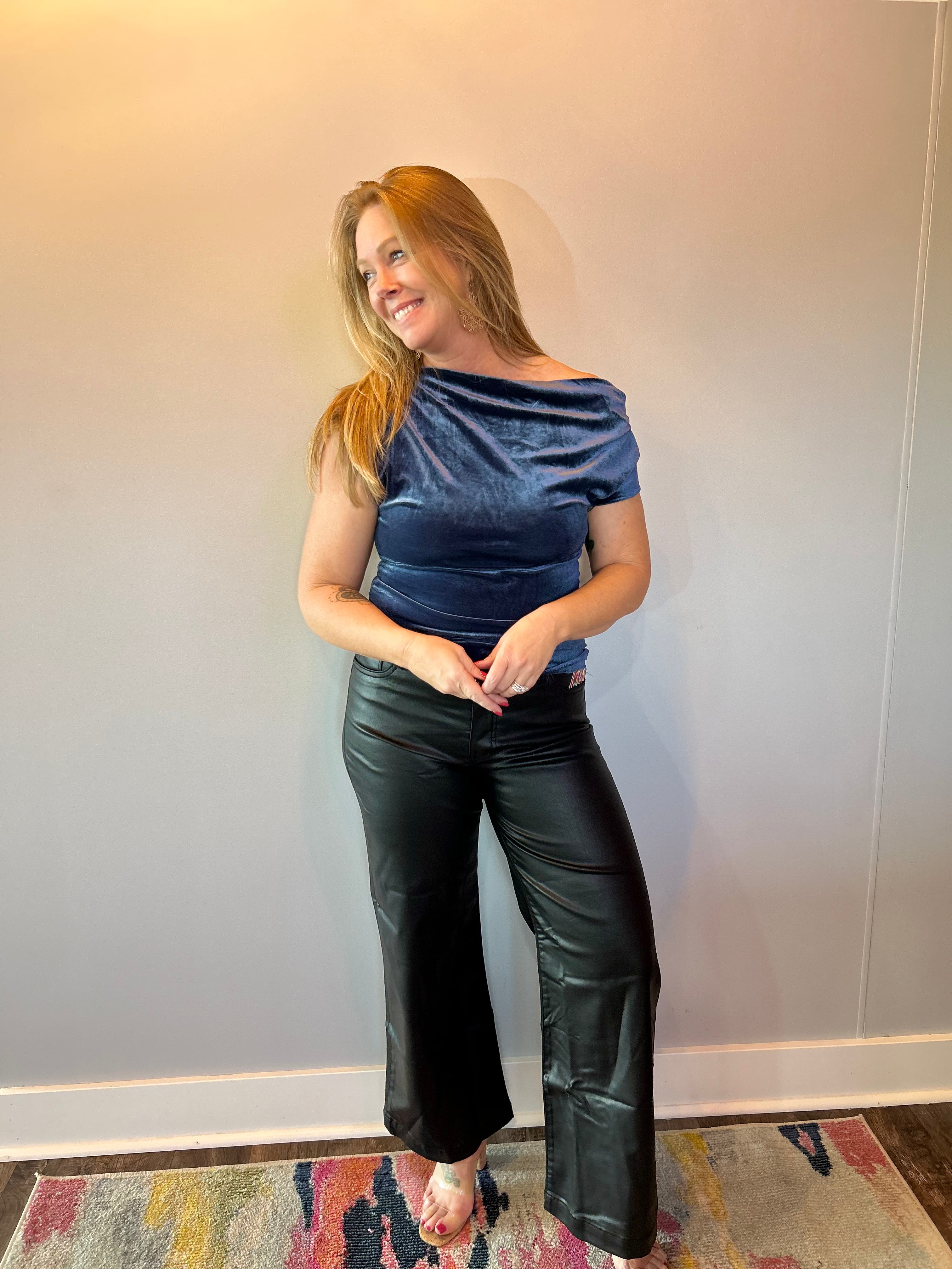 Velvet Nights Asymmetrical Ruched Top