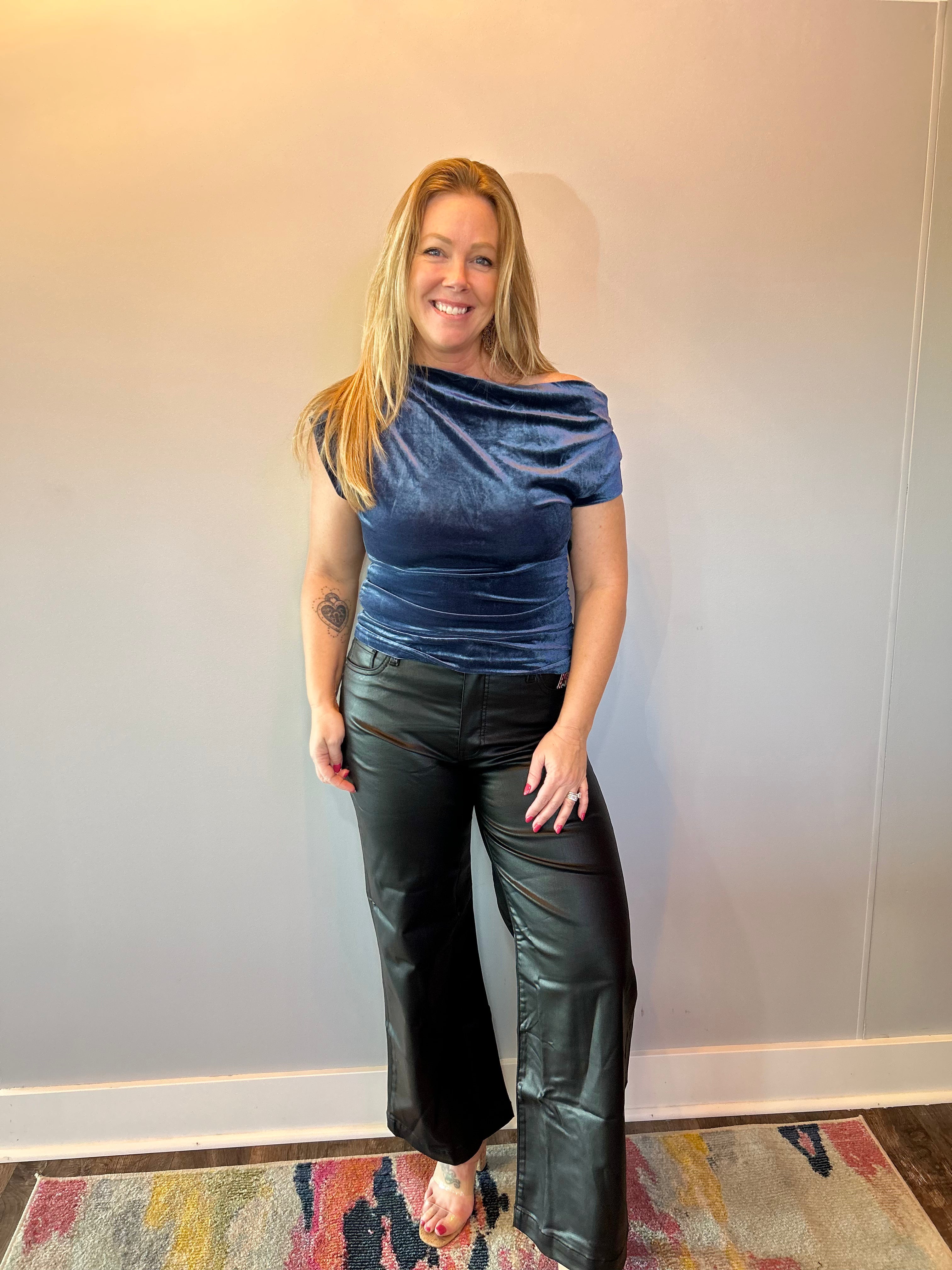 Velvet Nights Asymmetrical Ruched Top