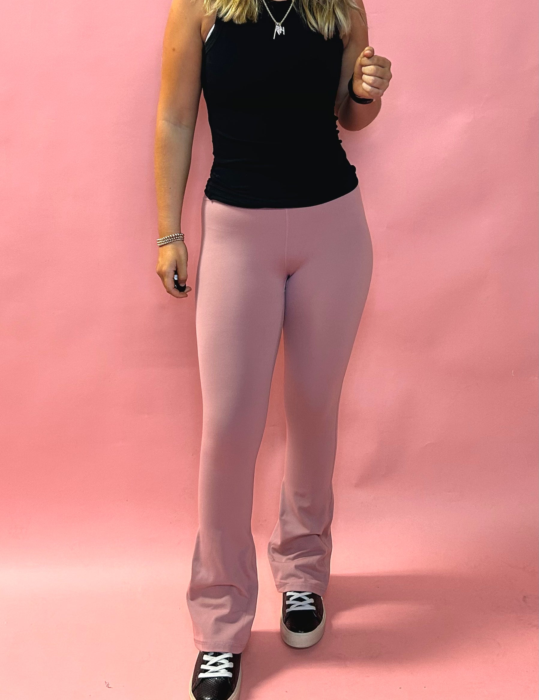 Venice Crossover Waist Yoga Pants in Pink