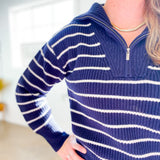 Villa Half Zip Sweater in Navy