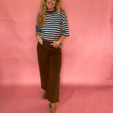 Wardrobe Staple Blue Brown Top