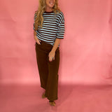 Wardrobe Staple Blue Brown Top
