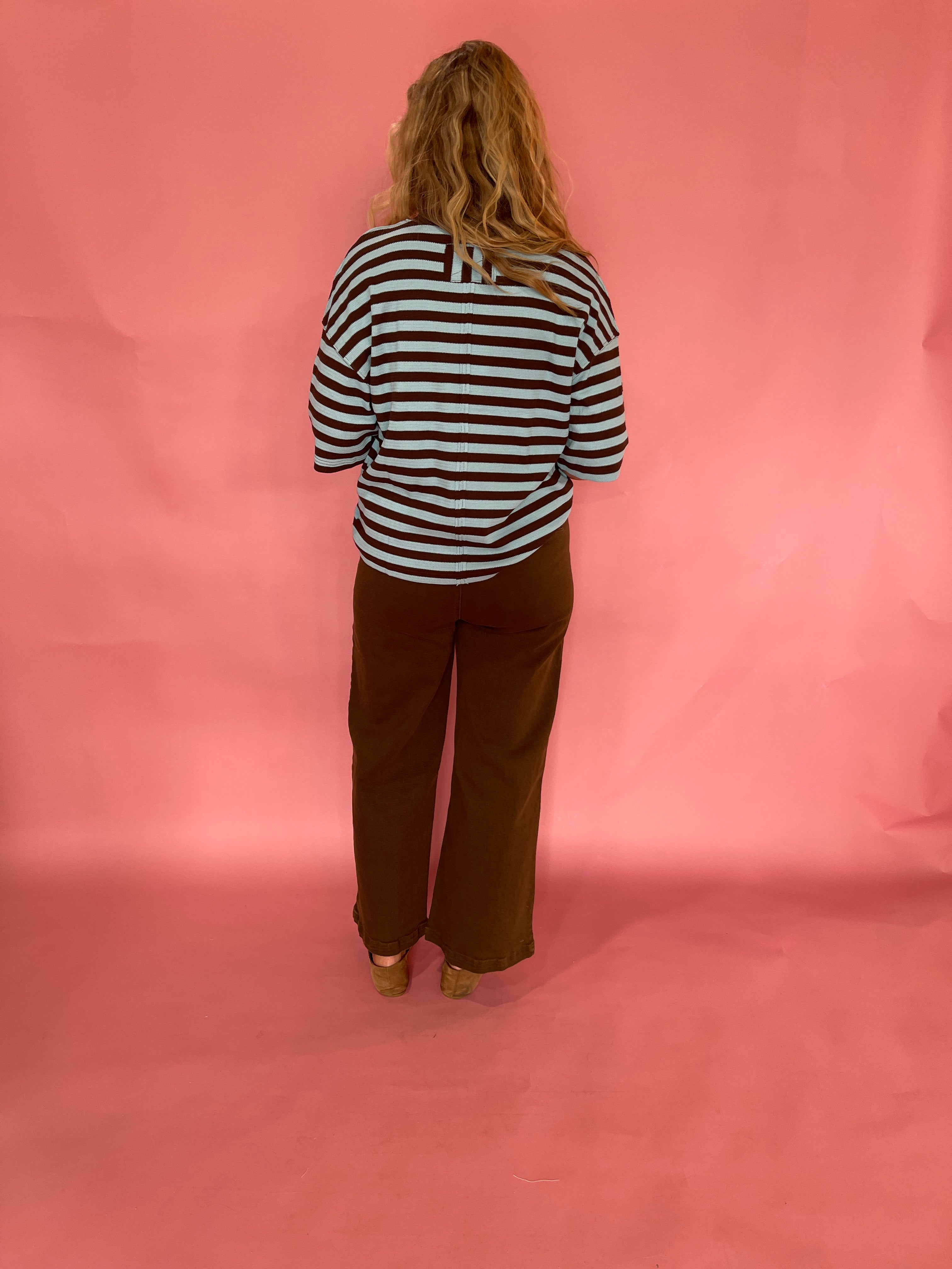 Wardrobe Staple Blue Brown Top