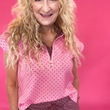Weekend Ready Quarter Zip Top in Pink