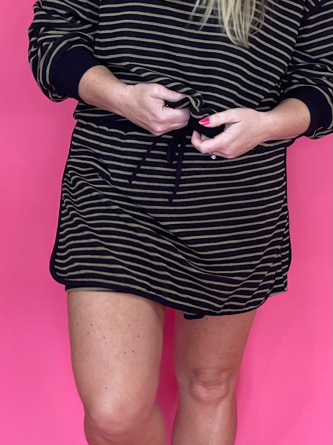 Weekend Ready Striped Drawstring Mini Skirt