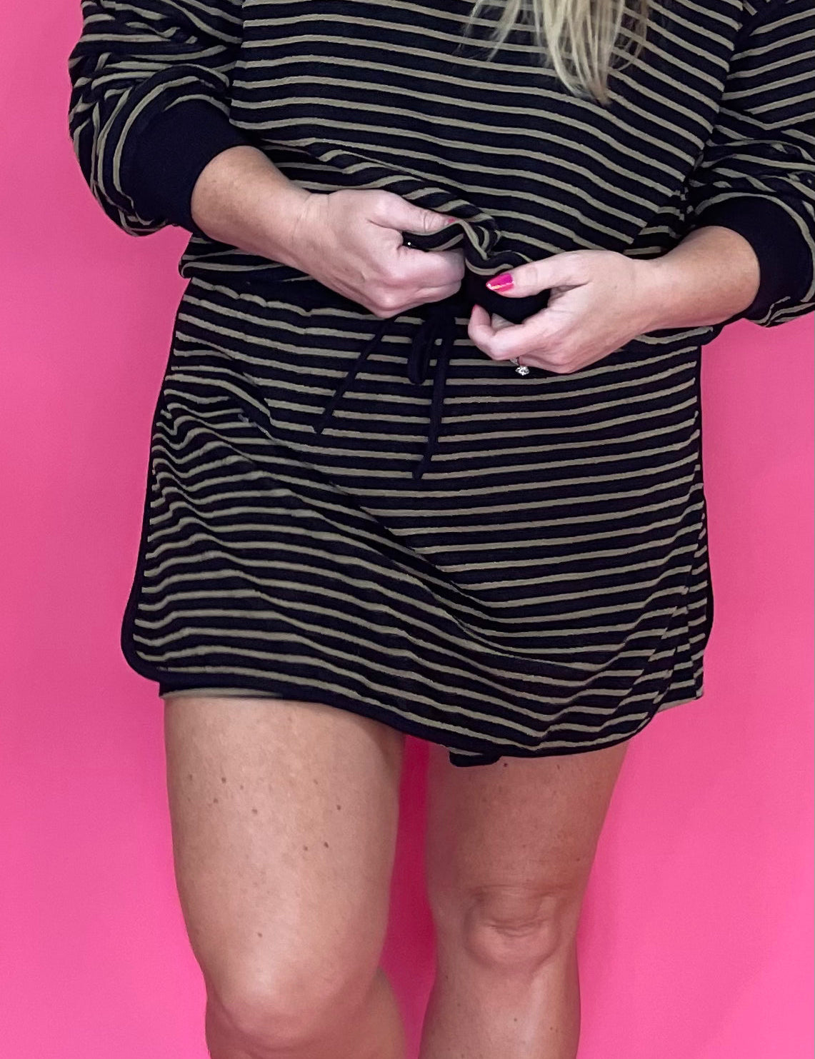 Weekend Ready Striped Drawstring Mini Skirt