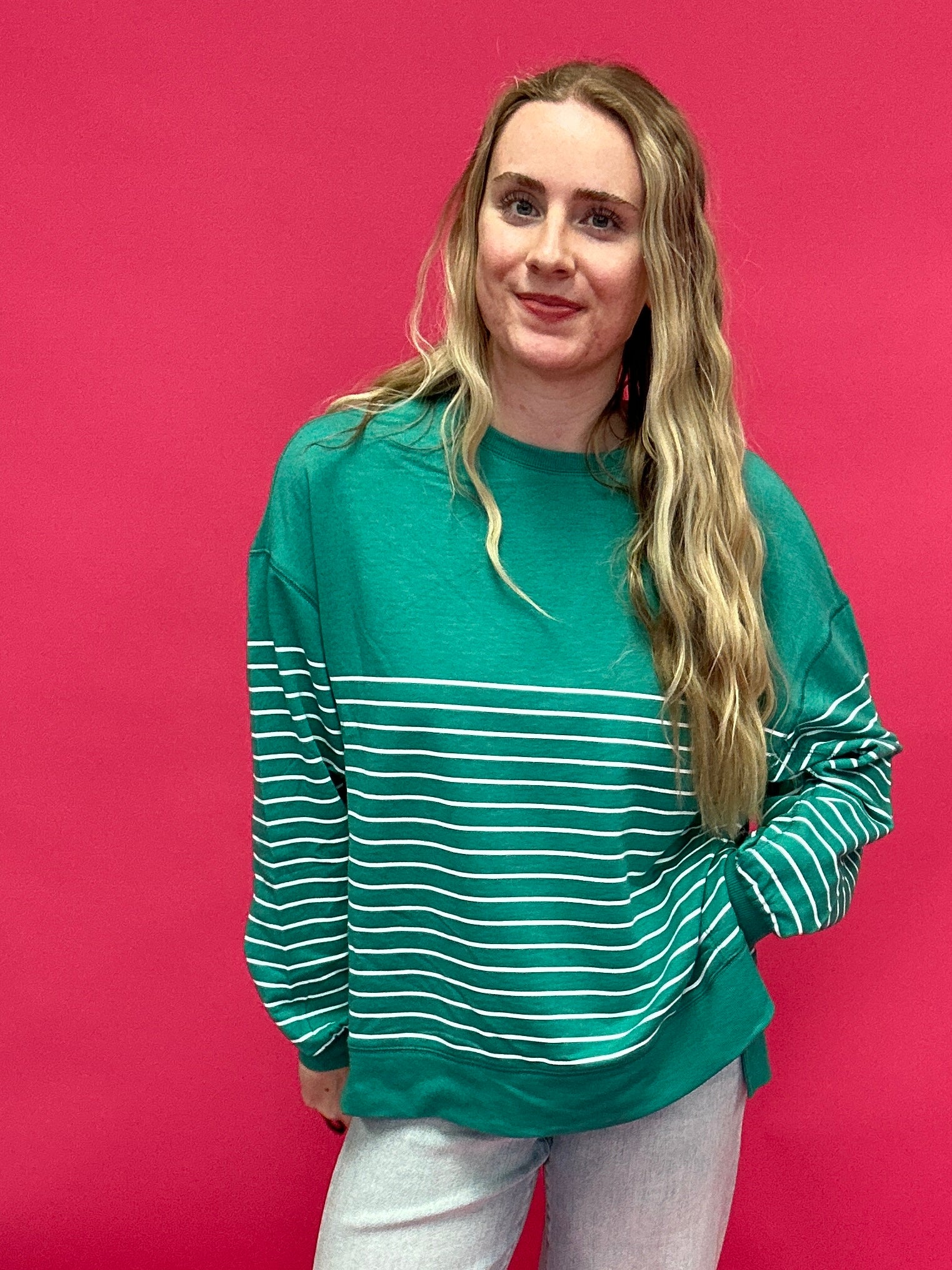 Weekender Stripe Crew Neck in Green (ZSupply) - Shabby 2 Chic Boutiques