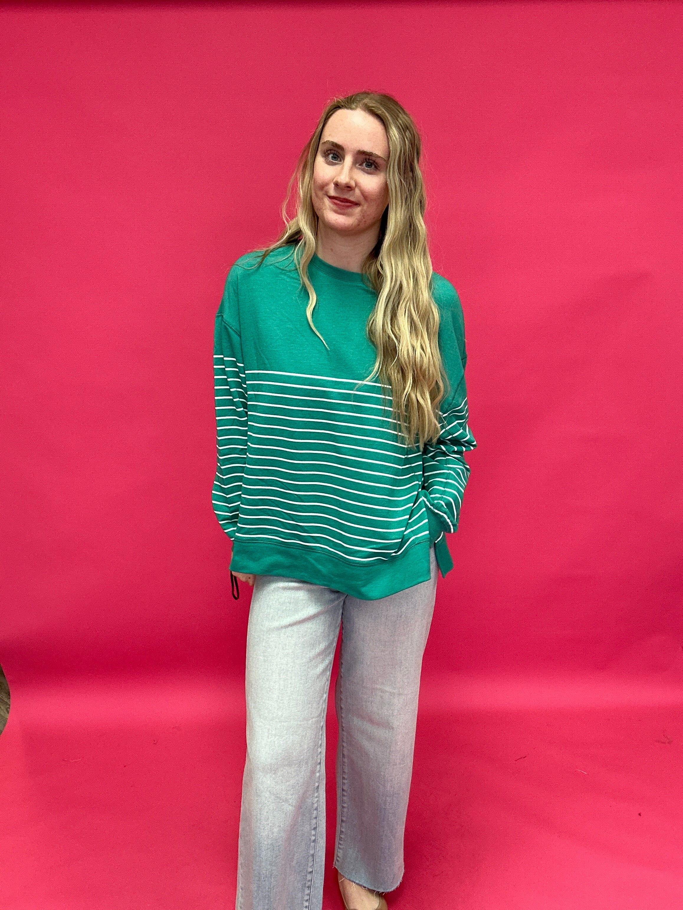 Weekender Stripe Crew Neck in Green (ZSupply) - Shabby 2 Chic Boutiques