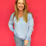 Weekender Stripe V Neck in Blue (ZSupply) - Shabby 2 Chic Boutiques