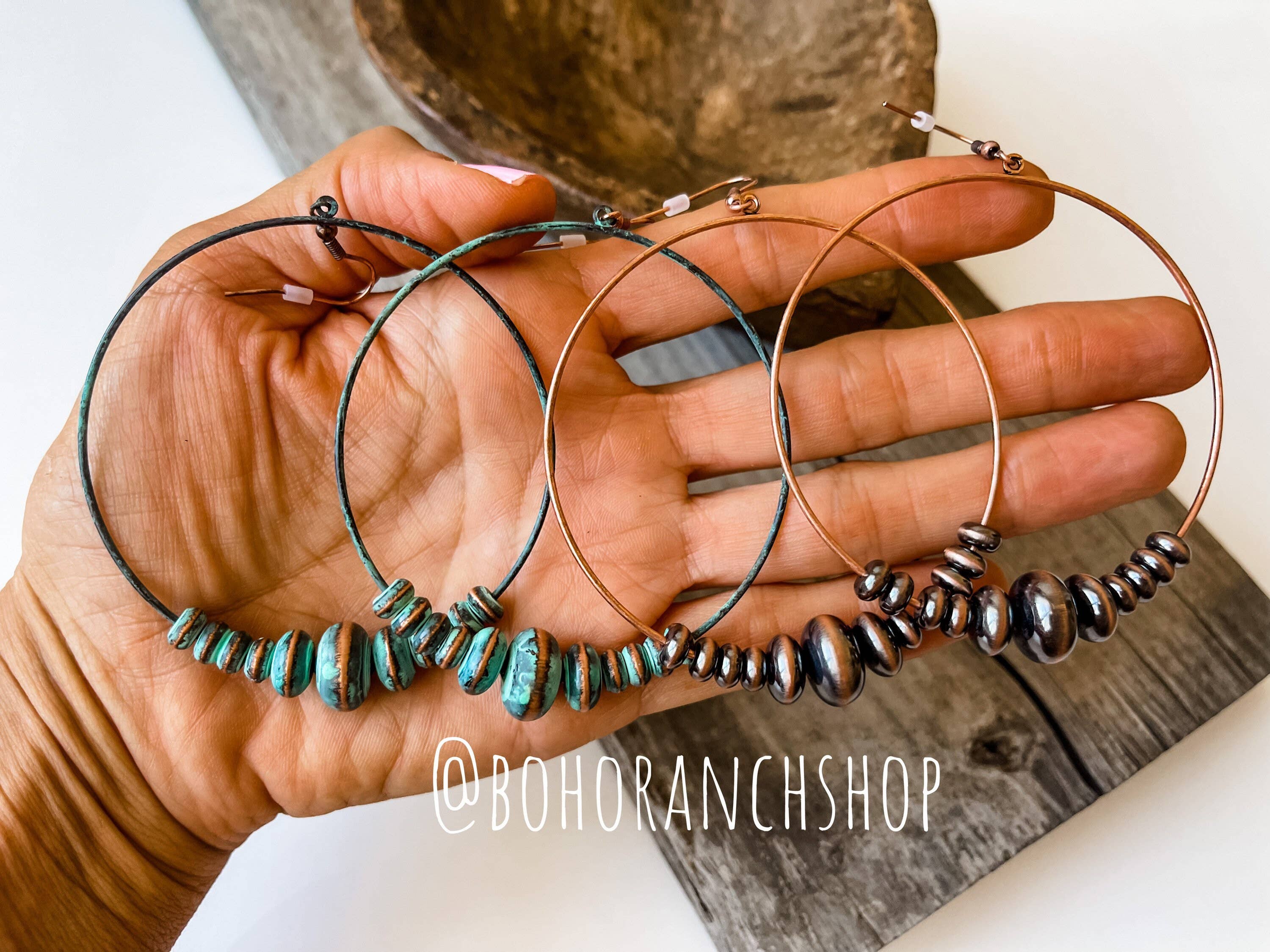 Western Navajo Bead Hoop Earrings