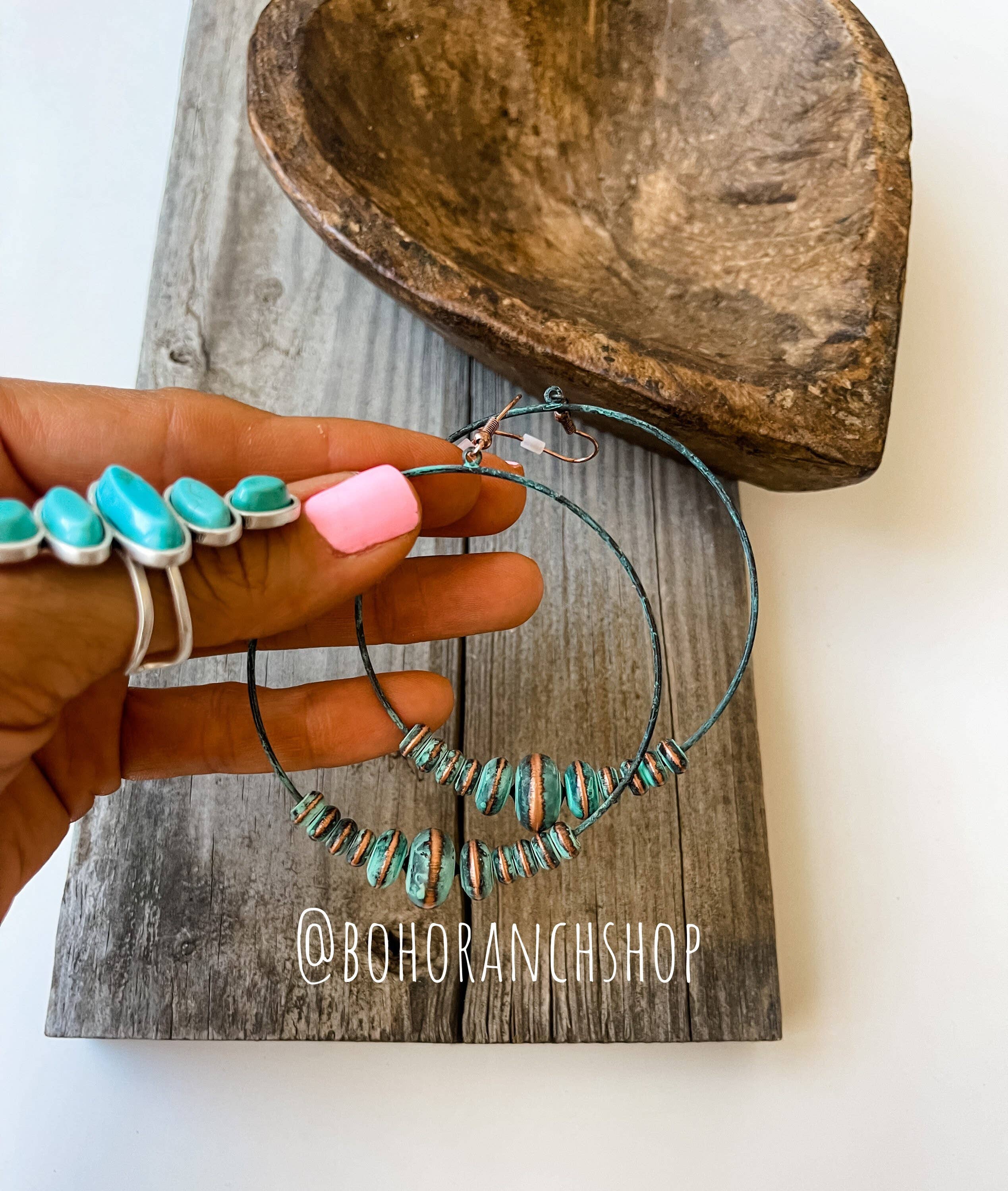 Western Navajo Bead Hoop Earrings