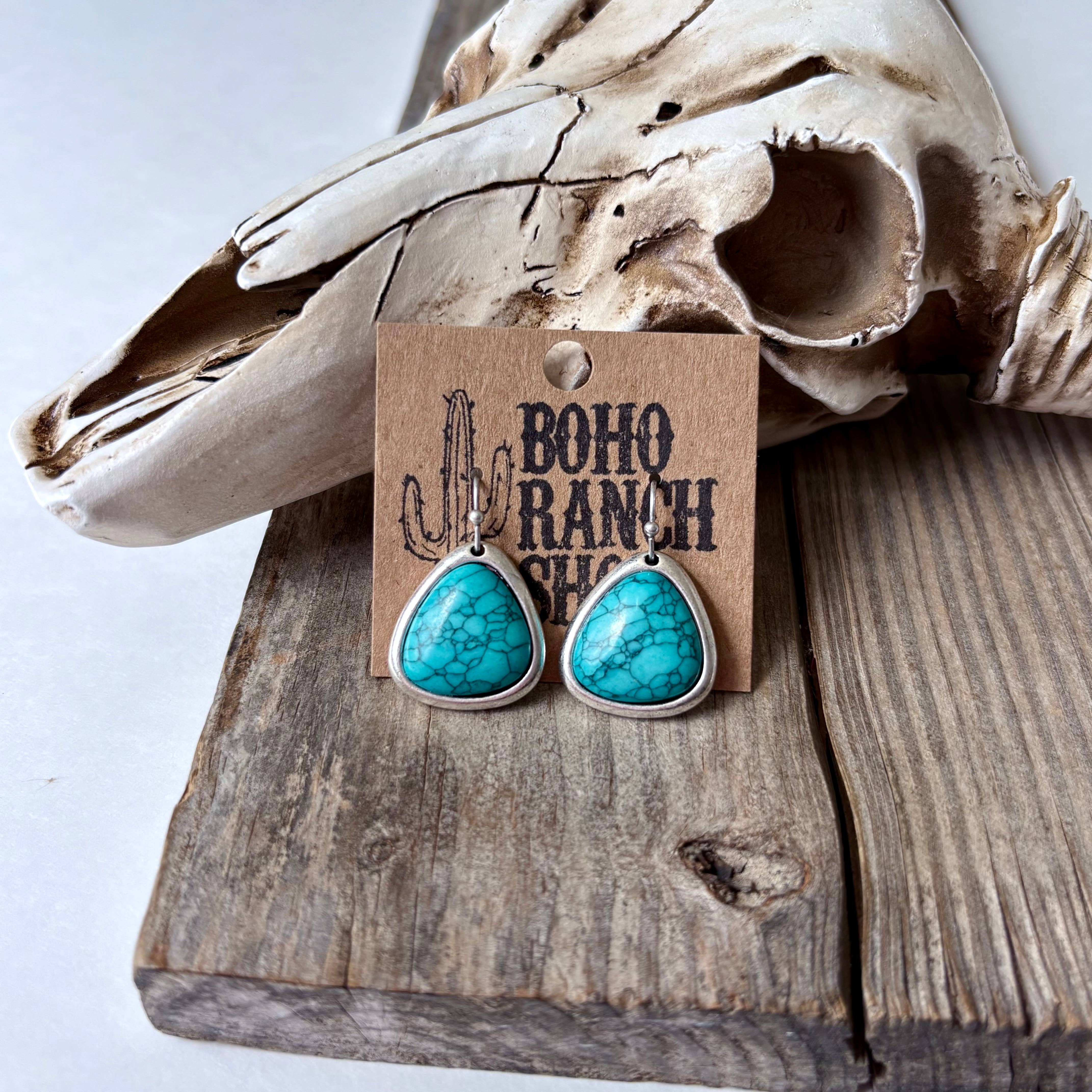 Western Turquoise Stone Dangle Earrings