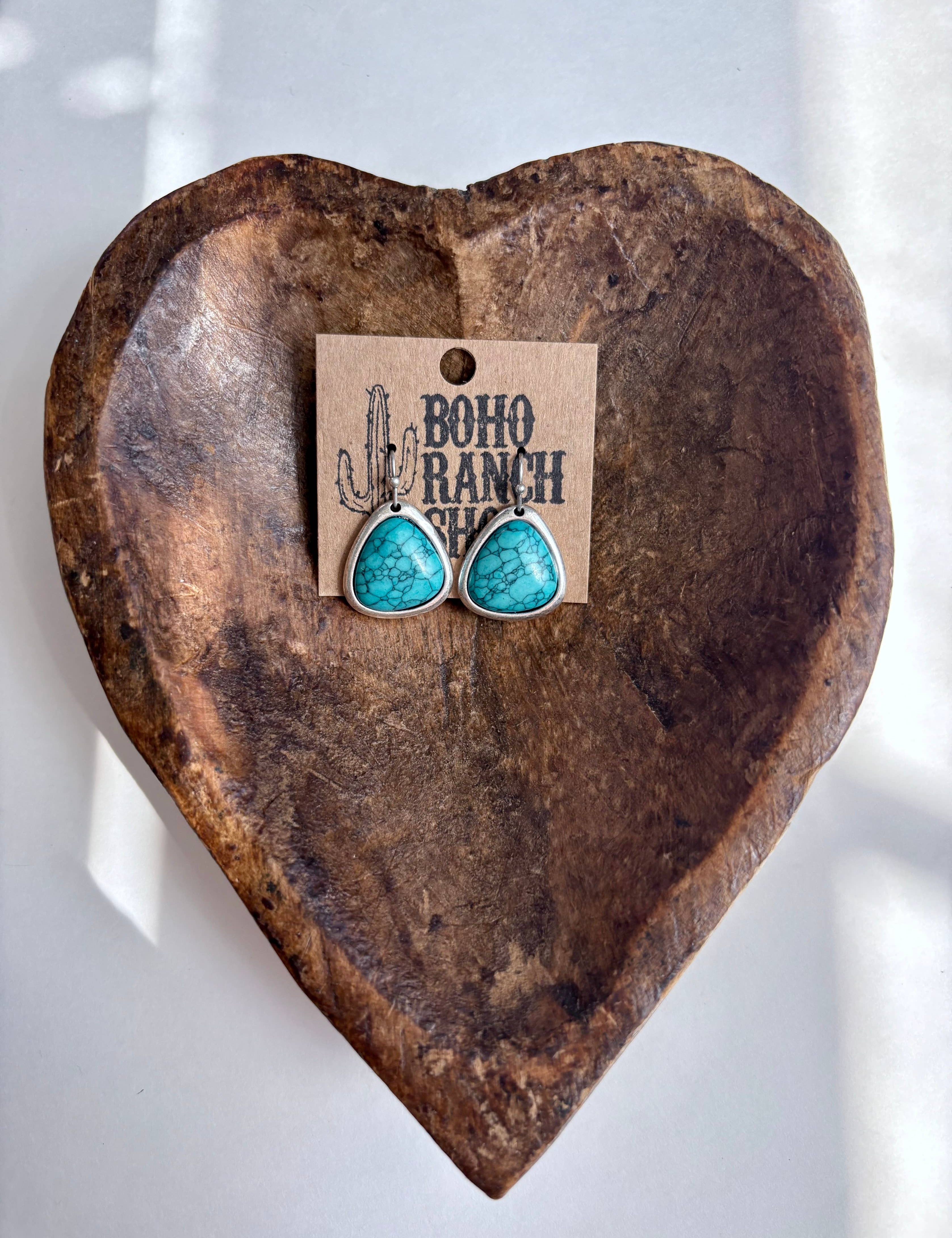 Western Turquoise Stone Dangle Earrings