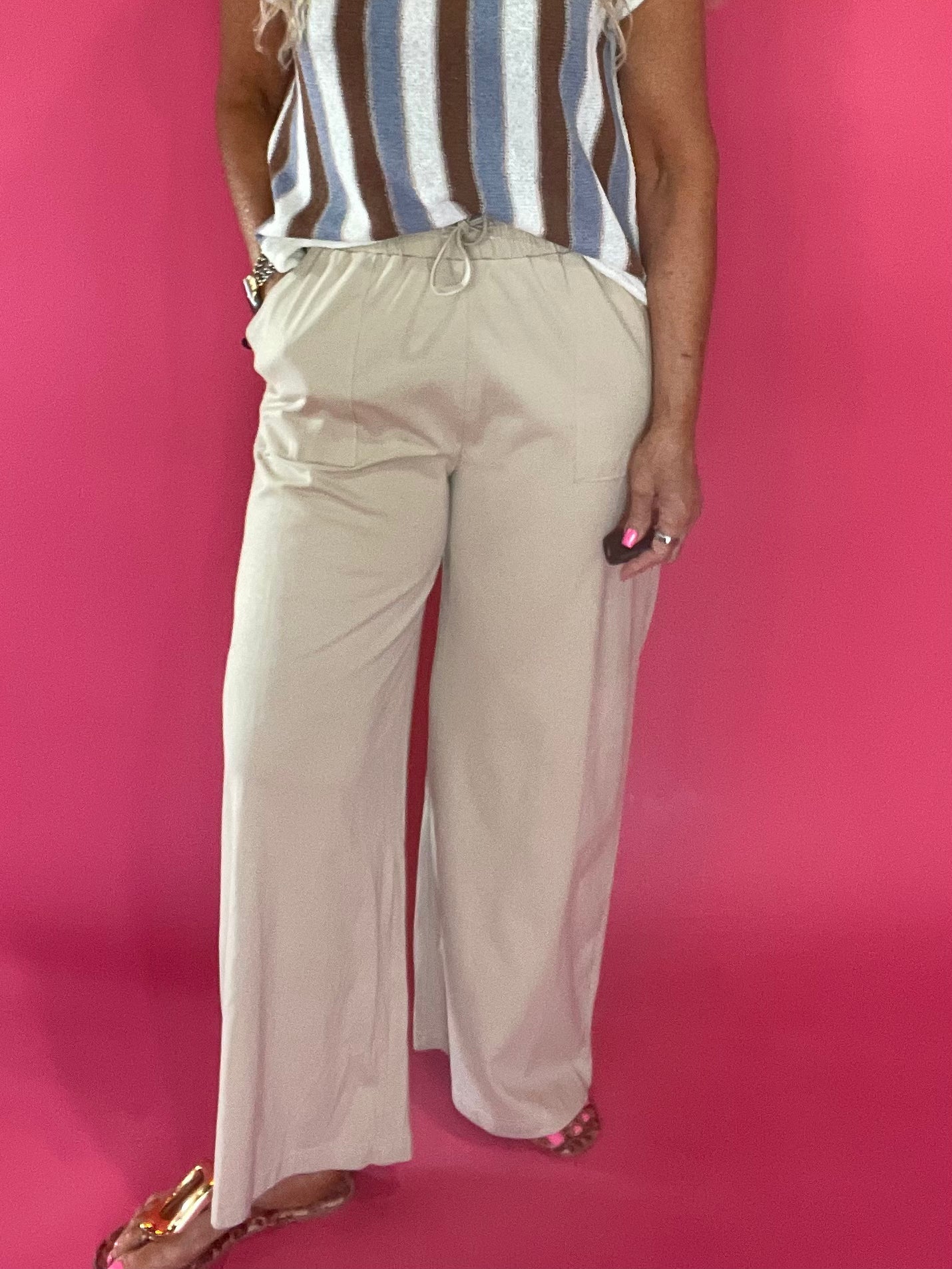 Wide Awake Drawstring Pants in Sand