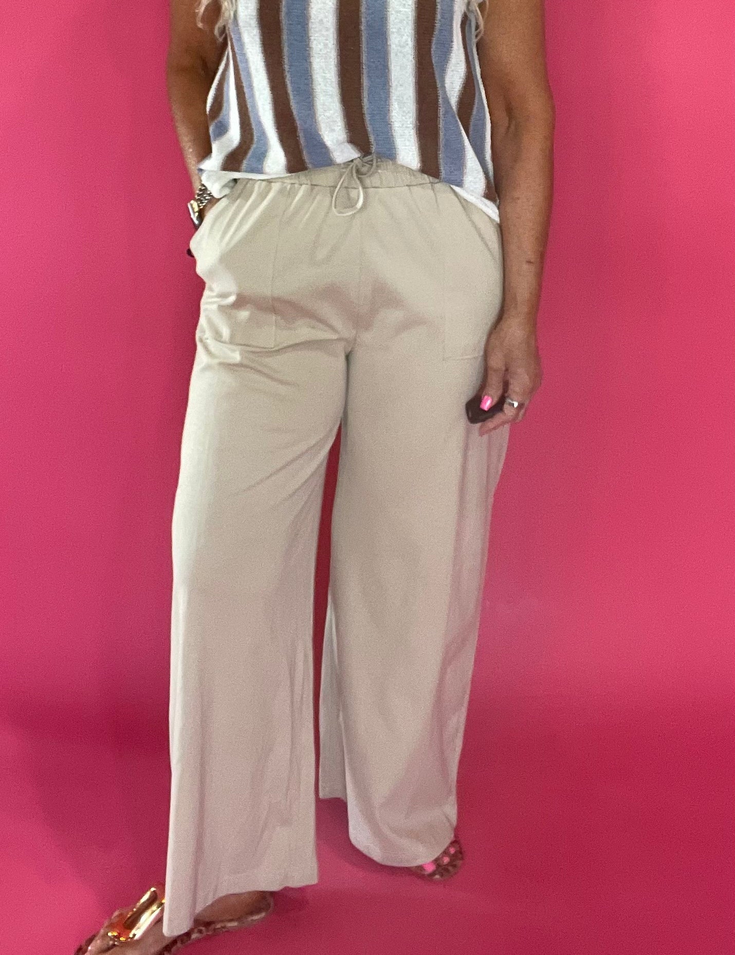 Wide Awake Drawstring Pants in Sand