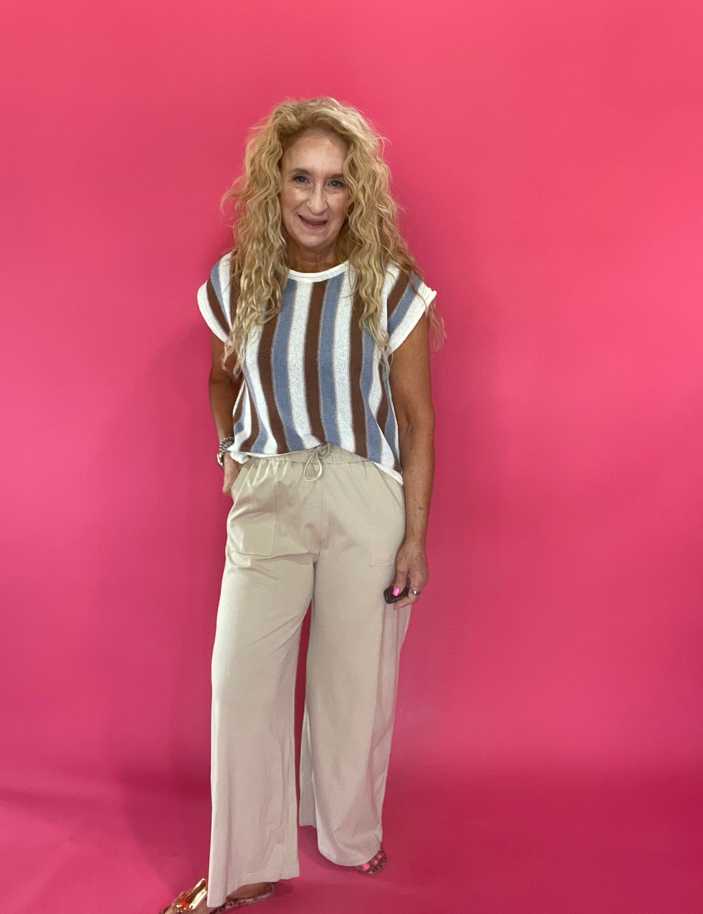 Wide Awake Drawstring Pants in Sand