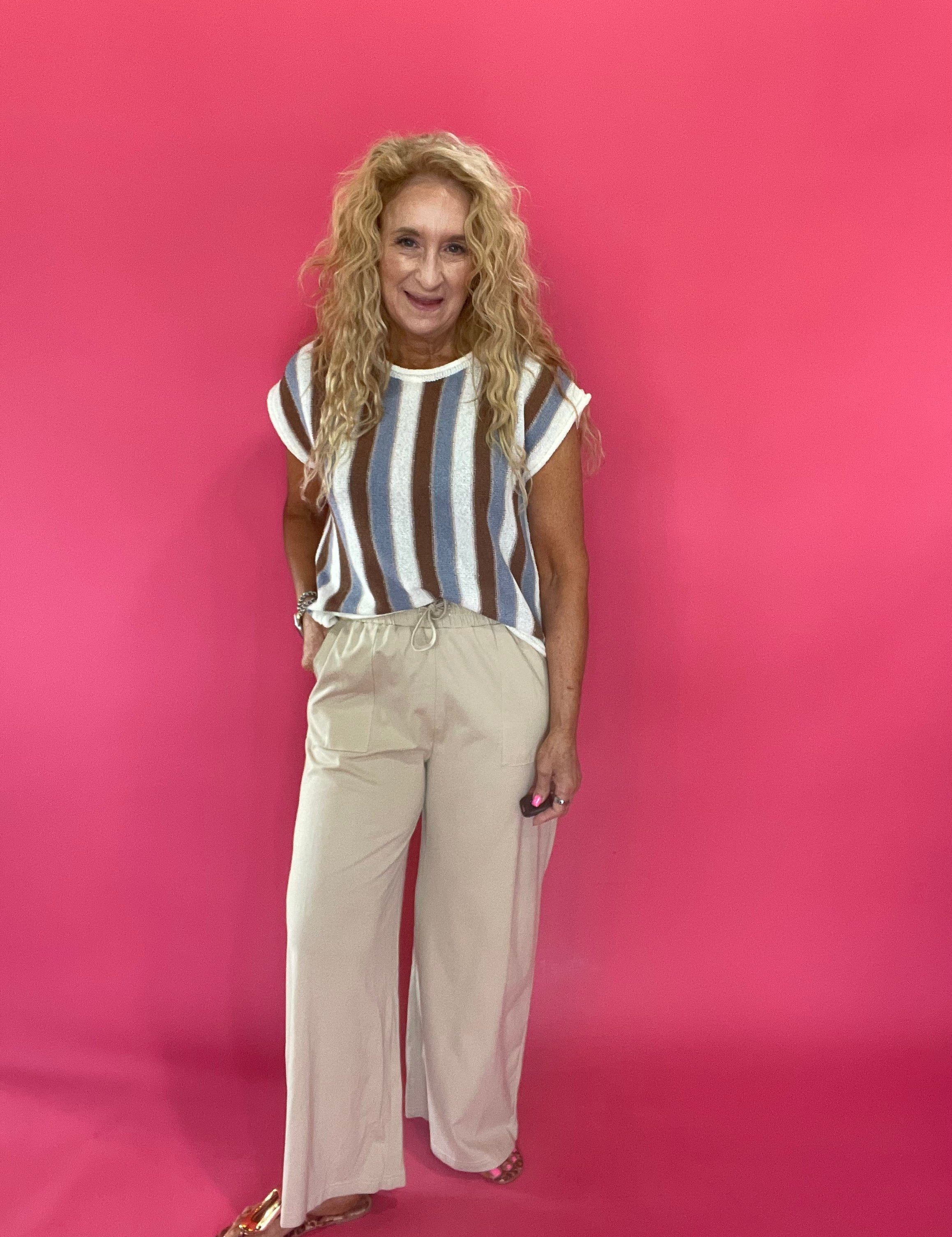 Wide Awake Drawstring Pants in Sand