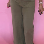 Wide Awake Wide-Leg Pants in Olive