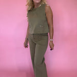 Wide Awake Wide-Leg Pants in Olive