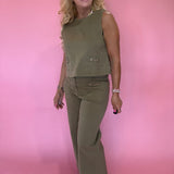 Wide Awake Wide-Leg Pants in Olive