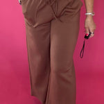 Wide Leg, Zero Effort Scuba Pants in Espresso Brown