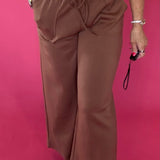 Wide Leg, Zero Effort Scuba Pants in Espresso Brown