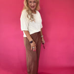 Wide Leg, Zero Effort Scuba Pants in Espresso Brown