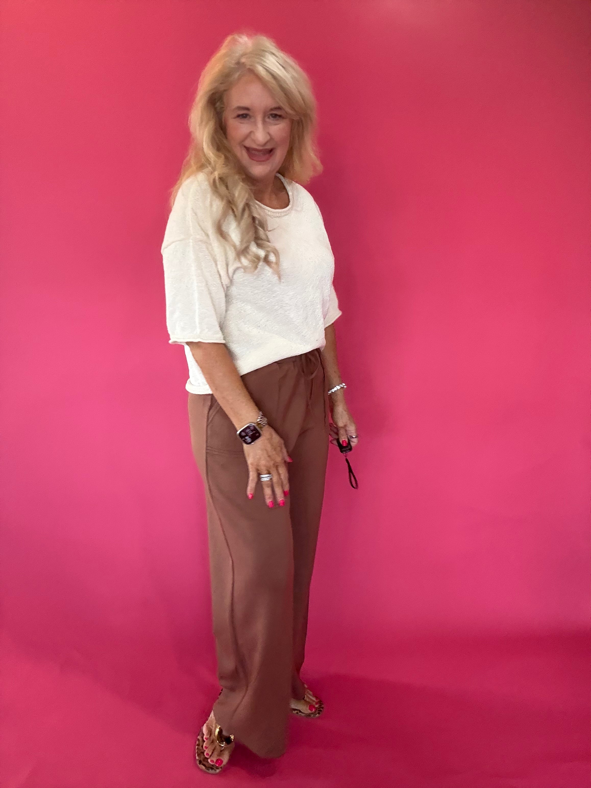 Wide Leg, Zero Effort Scuba Pants in Espresso Brown