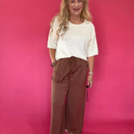 Wide Leg, Zero Effort Scuba Pants in Espresso Brown
