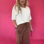 Wide Leg, Zero Effort Scuba Pants in Espresso Brown