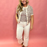 Wild Luxe: Leopard Print Short Sleeve Knit Cardigan