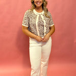 Wild Luxe: Leopard Print Short Sleeve Knit Cardigan