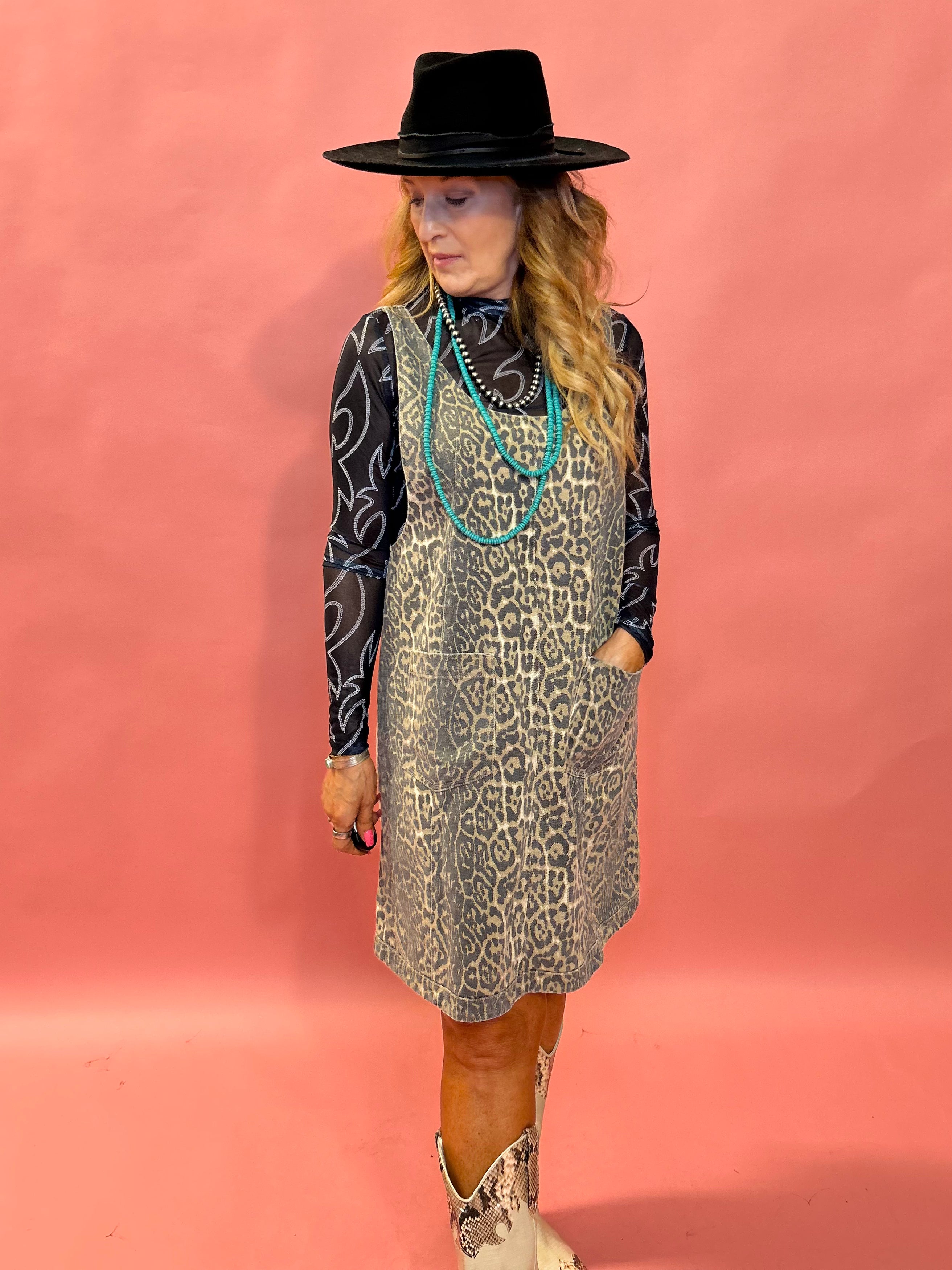 Wild Side Leopard Pinafore Dress