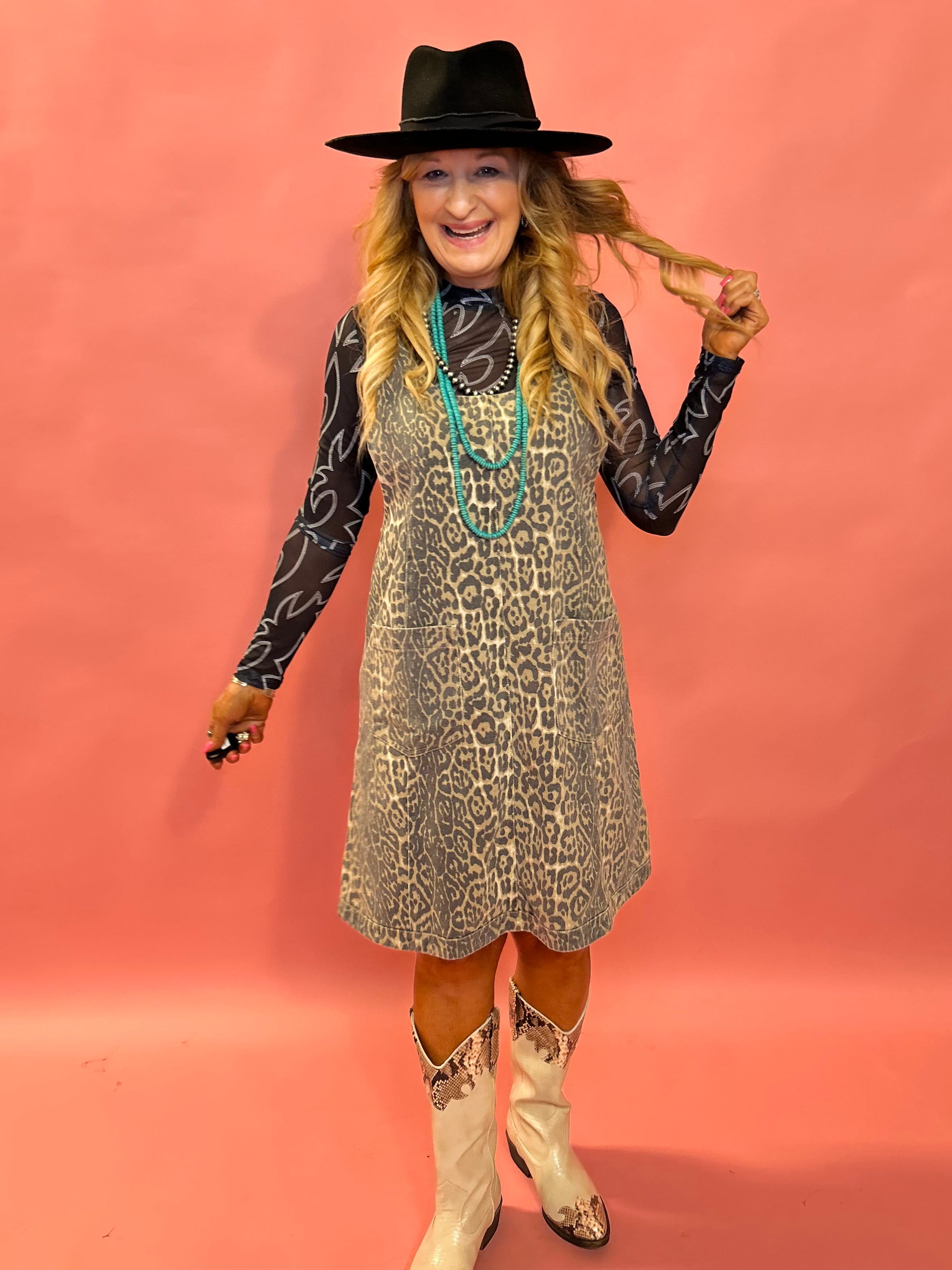 Wild Side Leopard Pinafore Dress