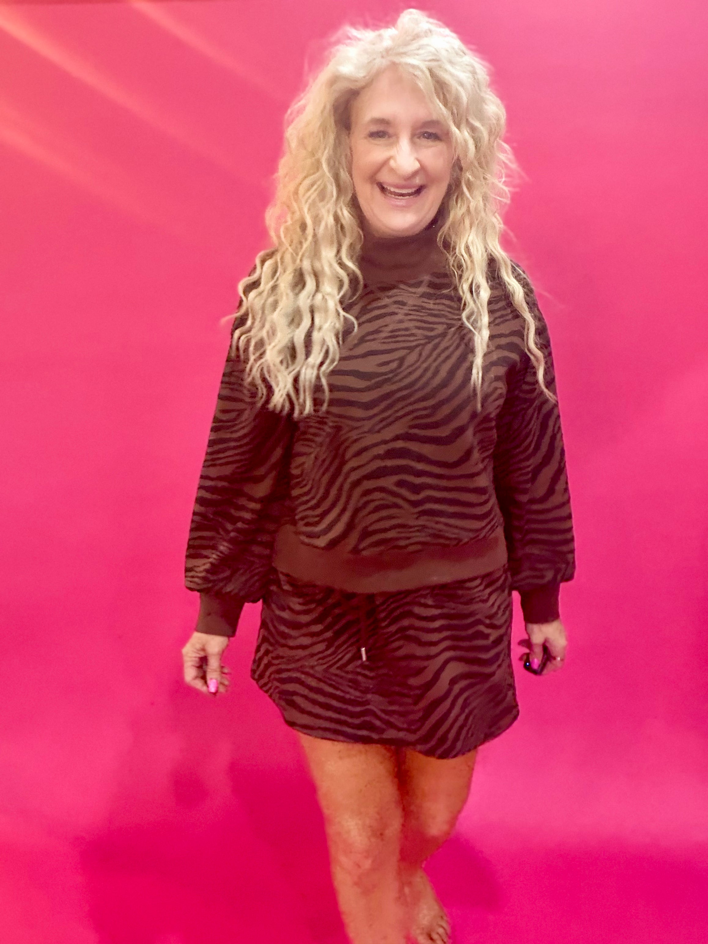 Wild Zebra Print Top in Brown Black