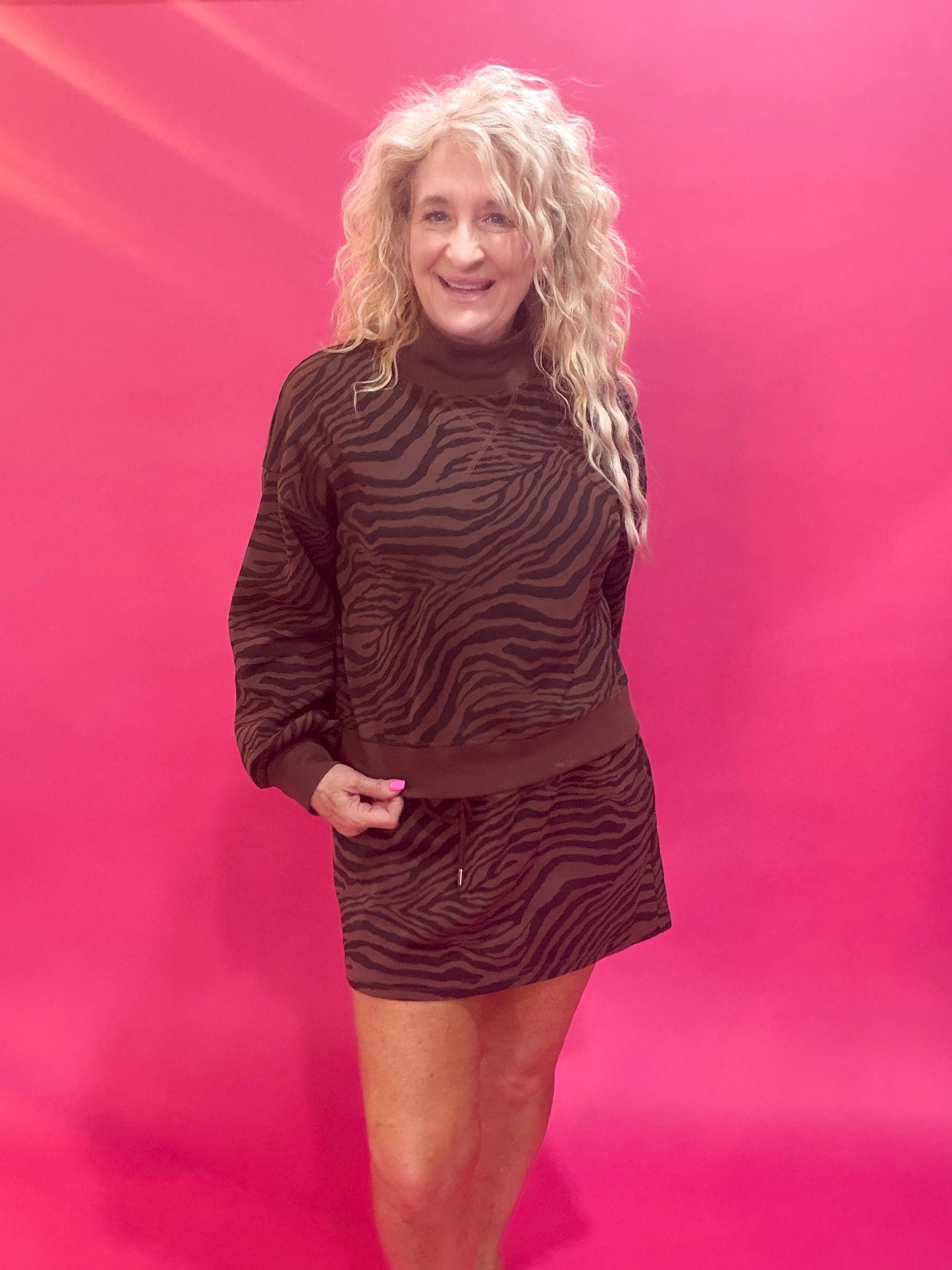 Wild Zebra Print Top in Brown Black