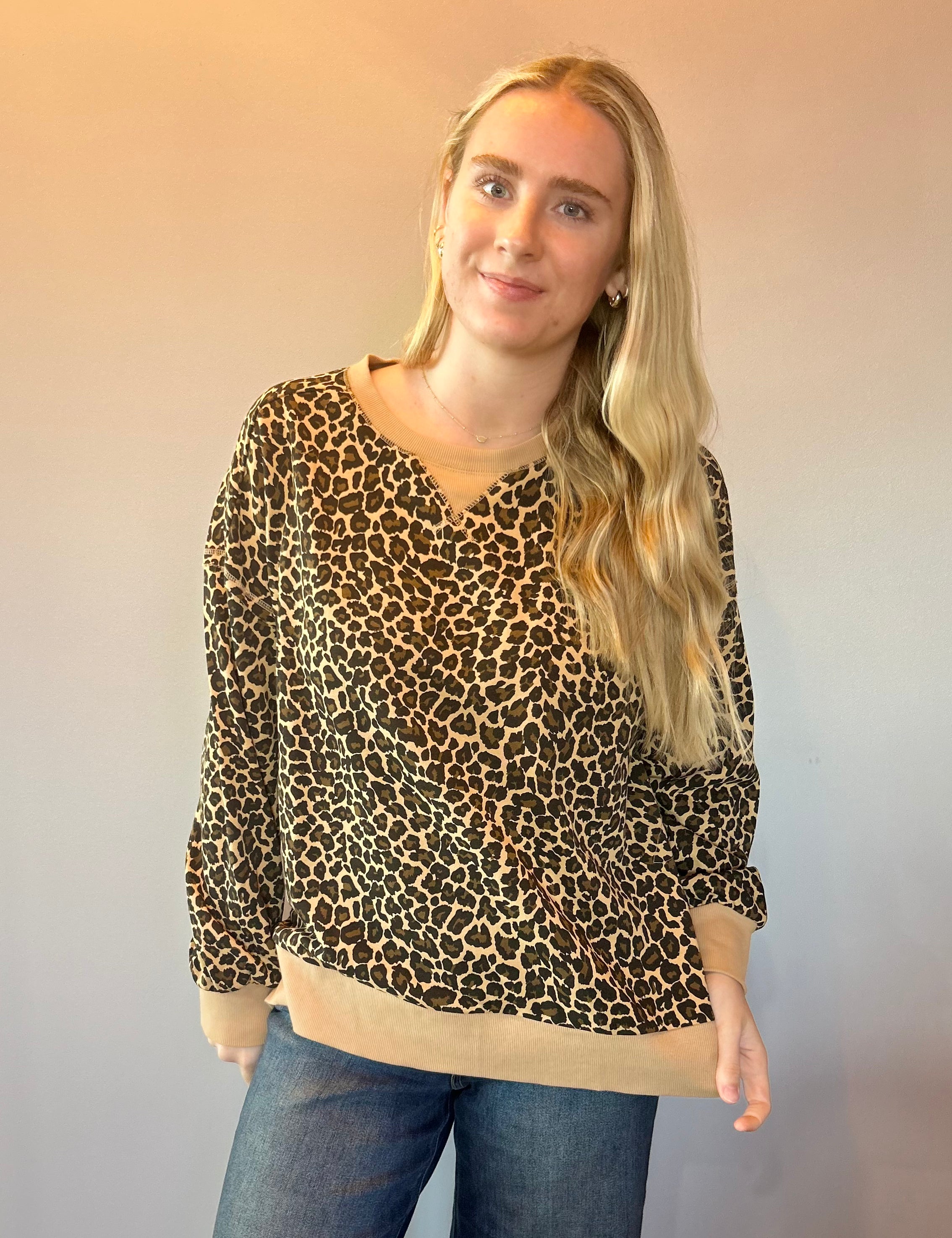 Wild at Heart Leopard Oversized Knit Top